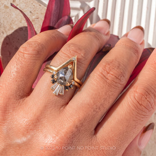 1.58 Carat Salt and Pepper Pear Diamond Engagement Ring, Ombre Wren Setting