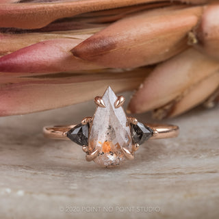1.23 Carat Orange Salt and Pepper Pear Diamond Engagement Ring, Zoe Setting