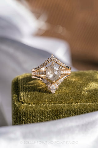2.08 Carat Icy White Hexagon Diamond Engagement Ring, Jules Setting, Point No Point Studio. Eco-friendly, Recycled Metals, Conflict Free.