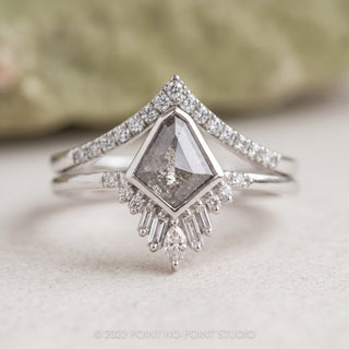 1.23 Carat Salt and Pepper Geo Kite Diamond Engagement Ring, Bezel Wren Setting