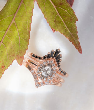 .99 Carat Salt and Pepper Pear Diamond Engagement Ring, Halo Setting