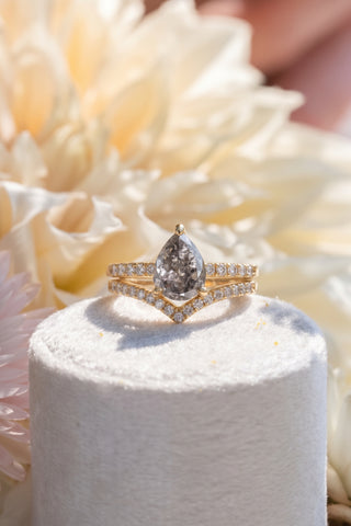 1.02 Carat Salt and Pepper Pear Diamond Engagement Ring, Juliette Setting