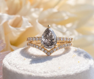 1.02 Carat Salt and Pepper Pear Diamond Engagement Ring, Juliette Setting