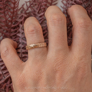 4mm Notched Harper Cuff Wedding Ring, 14k Rose Gold