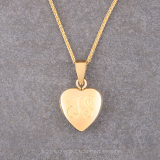 14k Yellow Gold Engraved Heart Locket