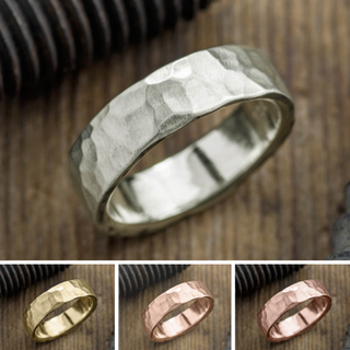 6mm Comfort Fit Mens Wedding Band, Hammered Matte