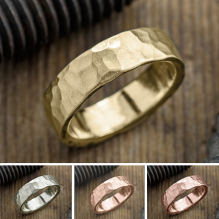 6mm Mens Wedding Band, Hammered Matte