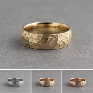 6mm Mens Wedding Band, Half Round Hammered Matte men's wedding band, Point No Point Studio. Eco-friendly, Recycled Metals, Conflict Free.