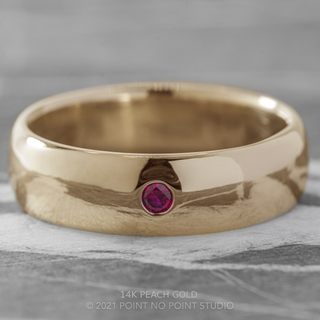 Ruby Half Round Mens Wedding Band, Comfort Fit