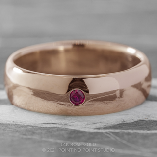 Ruby Half Round Mens Wedding Band, Comfort Fit