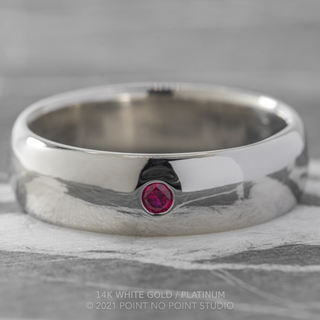 Ruby Half Round Mens Wedding Band, Comfort Fit