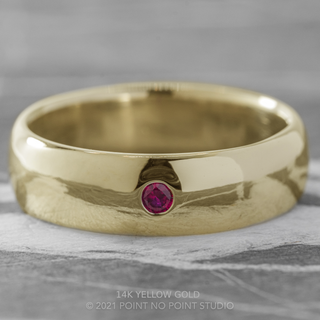 Ruby Half Round Mens Wedding Band, Comfort Fit