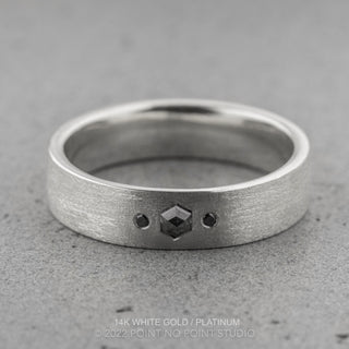 Salt and Pepper Hexagon Diamond Mens Wedding Band, Comfort Fit