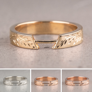 Holly Wedding Ring Cuff, Engraved 4mm