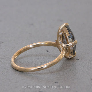 2.46 Carat Salt and Pepper Marquise Diamond Engagement Ring, Rhea Setting, 14K Yellow Gold