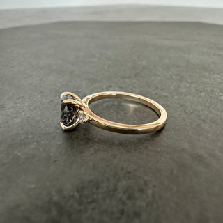 1.51 Carat Black Salt and Pepper Oval Diamond Engagement Ring, Zoe Setting