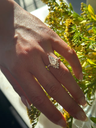 1.81 Carat Icy White Kite Diamond Engagement Ring, Wren Setting, 14K Rose Gold