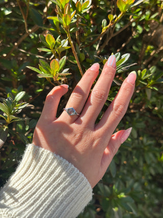 1.49 Carat Salt and Pepper Hexagon Diamond Engagement Ring, Bezel Zoe Setting, Platinum