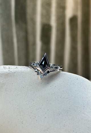 .94 Carat Black Kite Diamond Engagement Ring, Bezel Ombre Jules Setting, Platinum