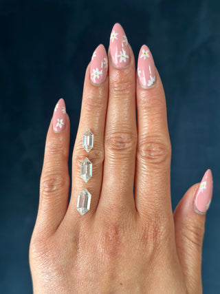 Double Cut Skinny Elongated Hexagon Moissanite (multiple sizes)