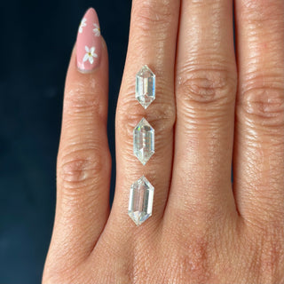 Double Cut Skinny Elongated Hexagon Moissanite (multiple sizes)