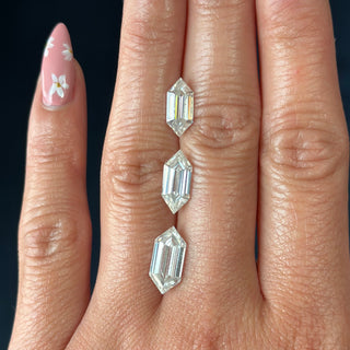 Double Cut Skinny Elongated Hexagon Moissanite (multiple sizes)