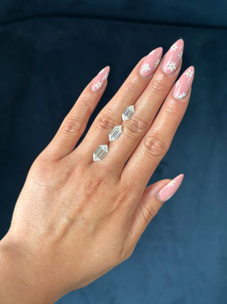 Double Cut Skinny Elongated Hexagon Moissanite (multiple sizes)