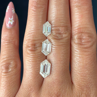 Double Cut Elongated Hexagon Moissanite (multiple sizes)