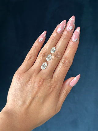 Double Cut Elongated Hexagon Moissanite (multiple sizes)