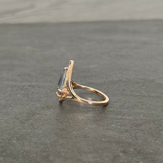 1.37 Carat Salt and Pepper Kite Diamond Engagement Ring, Arwen Setting, 14K Peach Gold