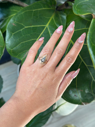1.37 Carat Salt and Pepper Kite Diamond Engagement Ring, Arwen Setting, 14K Peach Gold
