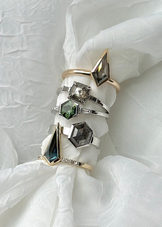 1.88 Carat Teal Kite Sapphire Engagement Ring, Bezel Ombre Jules Setting