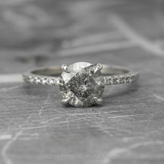 1.45 Carat Salt and Pepper Round Diamond Engagement Ring, Jules Setting