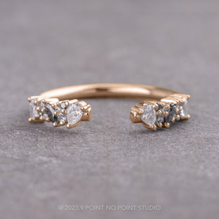 Ombre Diamond Wedding Cuff, Gemini Setting, 14K Rose Gold