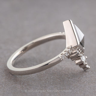 1.41 Carat Black Speckled Kite Diamond Engagement Ring, Bezel Wren Setting, Platinum