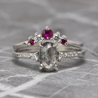 Catherine Wedding Ring, 5 Ruby and Diamond, Loaf Band