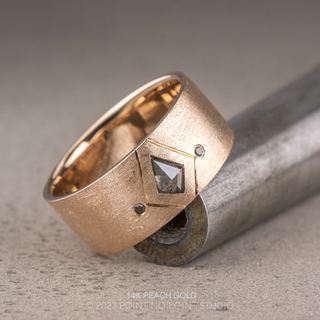 Salt and Pepper Kite Diamond Mens Wedding Band, Comfort Fit