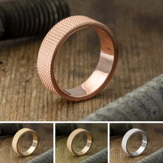 6mm Mens Wedding Band, Knurling Texture men's wedding band, Point No Point Studio. Eco-friendly, Recycled Metals, Conflict Free.