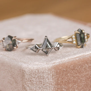1.03 Carat Black Salt and Pepper Hexagon Diamond Engagement Ring, Koko Setting