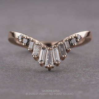 Large Wren Wedding Ring, 11 Ombre Diamond, V Contour