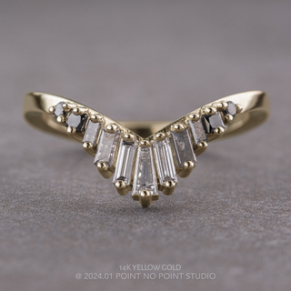 Large Wren Wedding Ring, 11 Ombre Diamond, V Contour