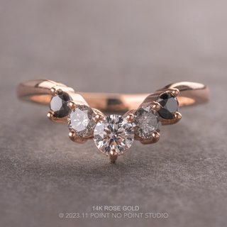 Large Catherine Basket Wedding Ring, 5 Ombre Diamond, Loaf Band