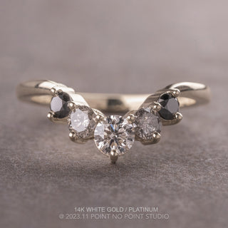 Large Catherine Basket Wedding Ring, 5 Ombre Diamond, Loaf Band