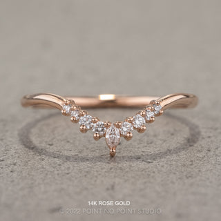 Etta Wedding Ring, 9 Diamond, Sloping Contour, Round Band