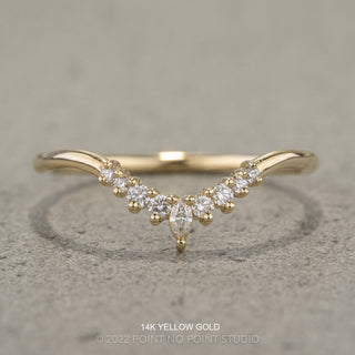 Etta Wedding Ring, 9 Diamond, Sloping Contour, Round Band