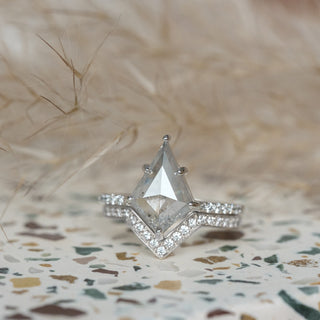 2.90 Carat Salt and Pepper Kite Diamond Engagement Ring, Jules Setting