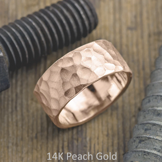 10mm Mens Wedding Band, Hammered Matte