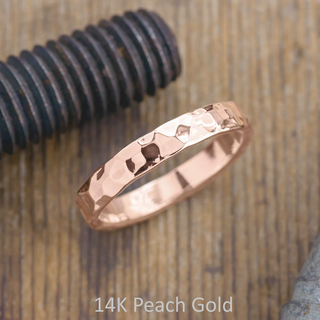 4mm Mens Wedding Ring, Hammered Polished