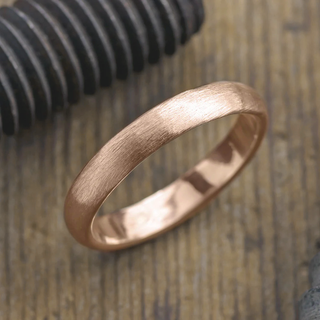 4mm Comfort Fit 14k Peach Gold Men's Wedding Band, Half Round Matte Finish