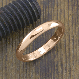 4mm Comfort Fit 14k Peach Gold Mens Wedding Band, Half Round Polished